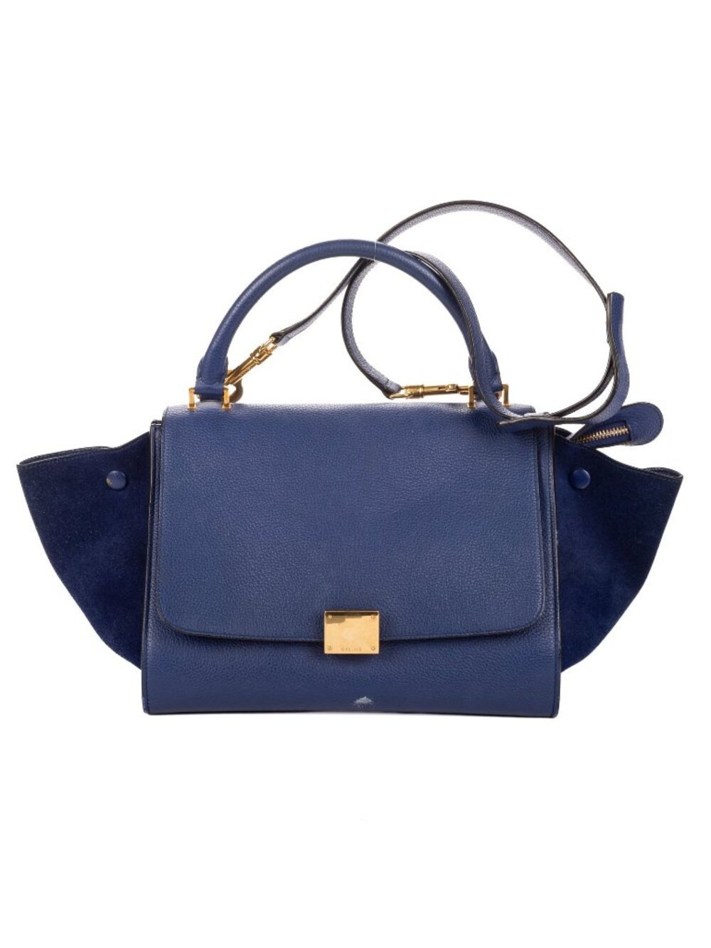 Celine Small Medium Swing Blue Grain Calfskin Leather